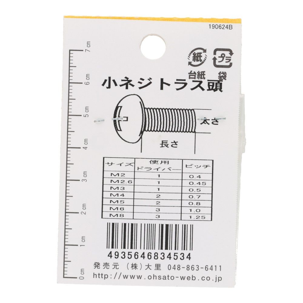 真中Ｎ小ネジ　トラス　Ｍ２&times;１０, シルバー, M2&times;10mm