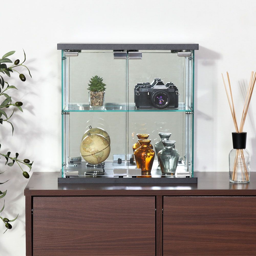 不二貿易 卓上ガラスコレクションケース　ＢＫ【メーカー直送・代引不可】, ブラック, 幅425mm&times;奥行200mm&times;高さ425mm