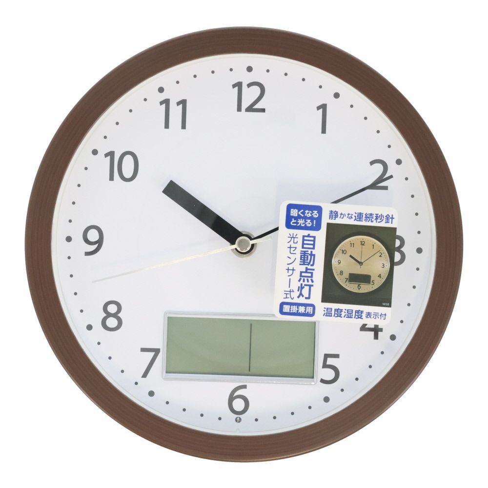 ウィザ WIZ'A 温湿度付き置き掛け兼用時計, ブラウン, WIZA-C7229