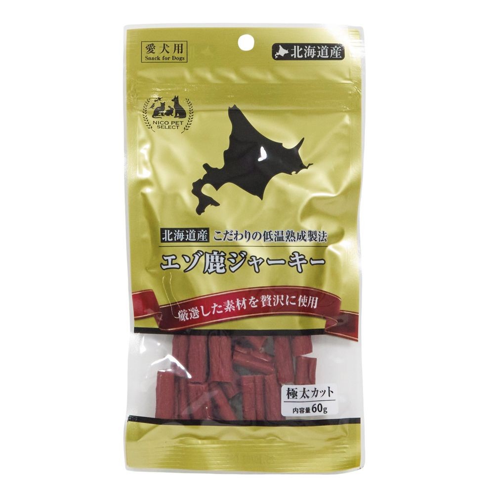 エゾ鹿ジャーキー極太カット, ナチュラル, 60g
