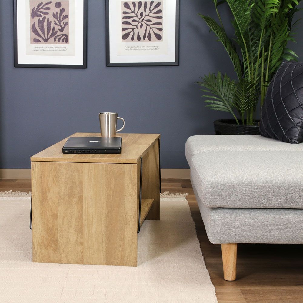 不二貿易 ＥＺＢＯワイヤーテーブル　ＯＡＫ　ＮＡ【メーカー直送・代引不可】, ナチュラル, 幅800mm×奥行420mm×高さ400mm