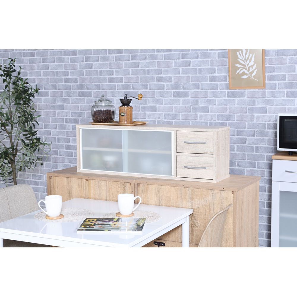 不二貿易 カウンター上収納ラック　９０幅　オーク【メーカー直送・代引不可】, オーク, 幅900mm&times;奥行265mm&times;高さ290mm