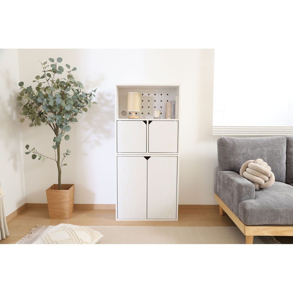 不二貿易 連結できる収納ボックス　オーク　ＷＨ【メーカー直送・代引不可】, ホワイト, 幅600mm&times;奥行290mm&times;高さ646mm