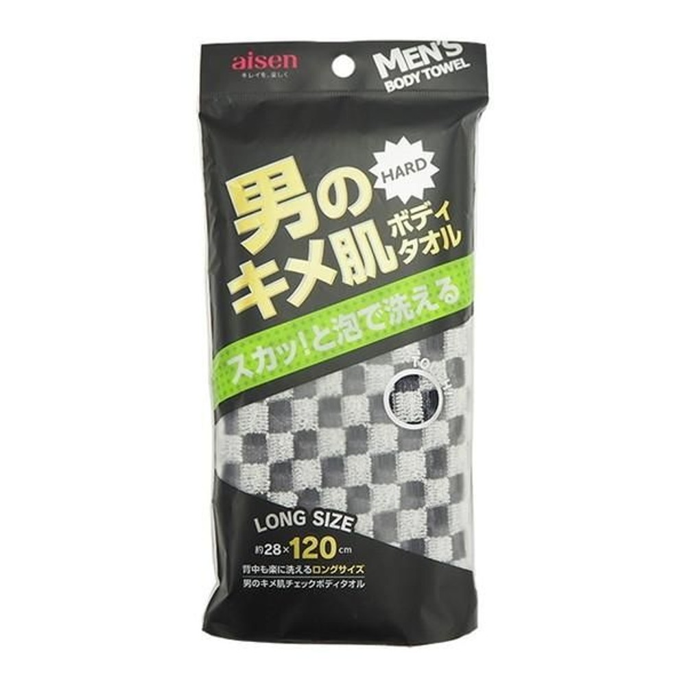 ニュー男のキメ肌チェックボディタオル BY503, BY503, 28&times;120cm