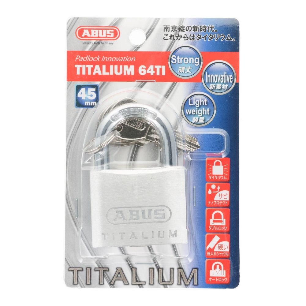 ABUS 軽量シリンダー南京錠 タイタリウム 45mm, タイタリウム, 45mm