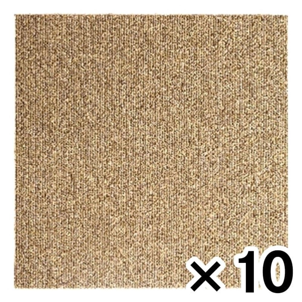 洗える吸着タイルマット　約40Ｘ40ＣＭ　ストライプＢＲ ×10枚セット, アイボリー, その他サイズ１