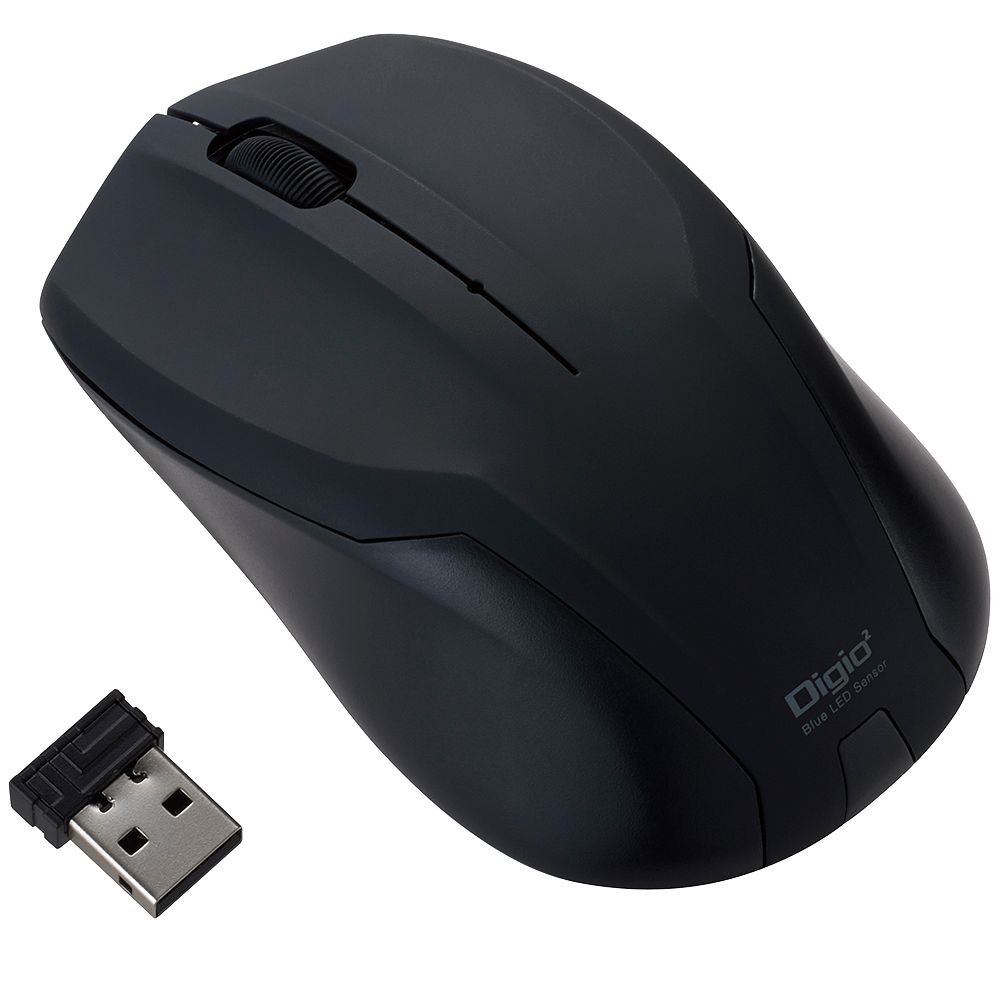 無線静音3ボタンBlueLEDマウス　ブラック, ブラック, 3ボタン
