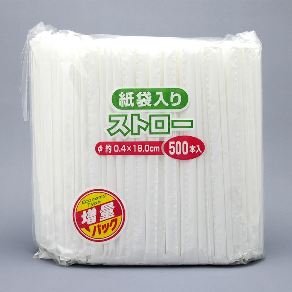 クリンプ　紙袋入ストロー　　　500Ｐ　　ＭＡ―803, ホワイト, 500本入り