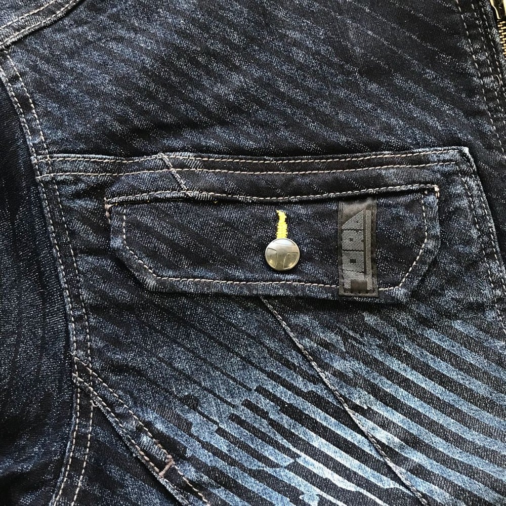 【数量限定】寅壱 デニム蛇腹ライダースジャケット ストライプカモ 8980-554 