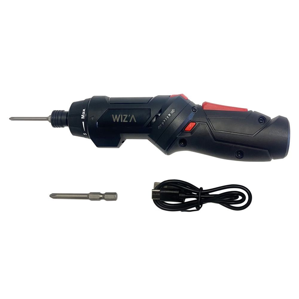 ウイザWIZ'A 3.6V 電動ドライバー 2WAY USB充電式 WZ-3.6DVVA, 黒, USB充電式