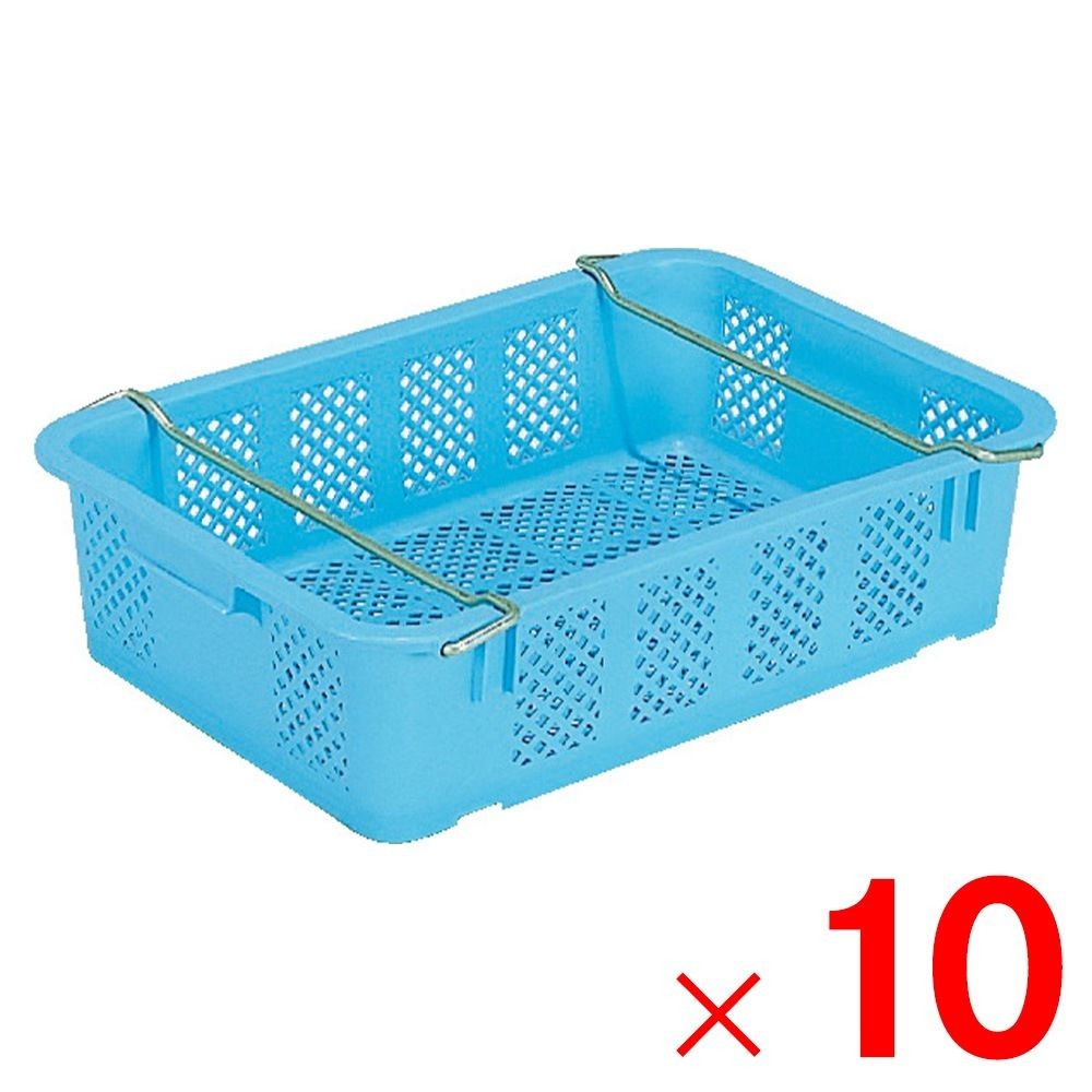 サンコー サンテナー A#40 PP ハンドル付 ライトブルー 104001-01 &times;10個セット【メーカー直送・代引不可】【法人限定】, ライトブルー, 10P