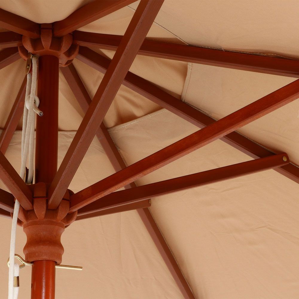 不二貿易  木製パラソル　210ｃｍ, ブラウン, 直径約209cm