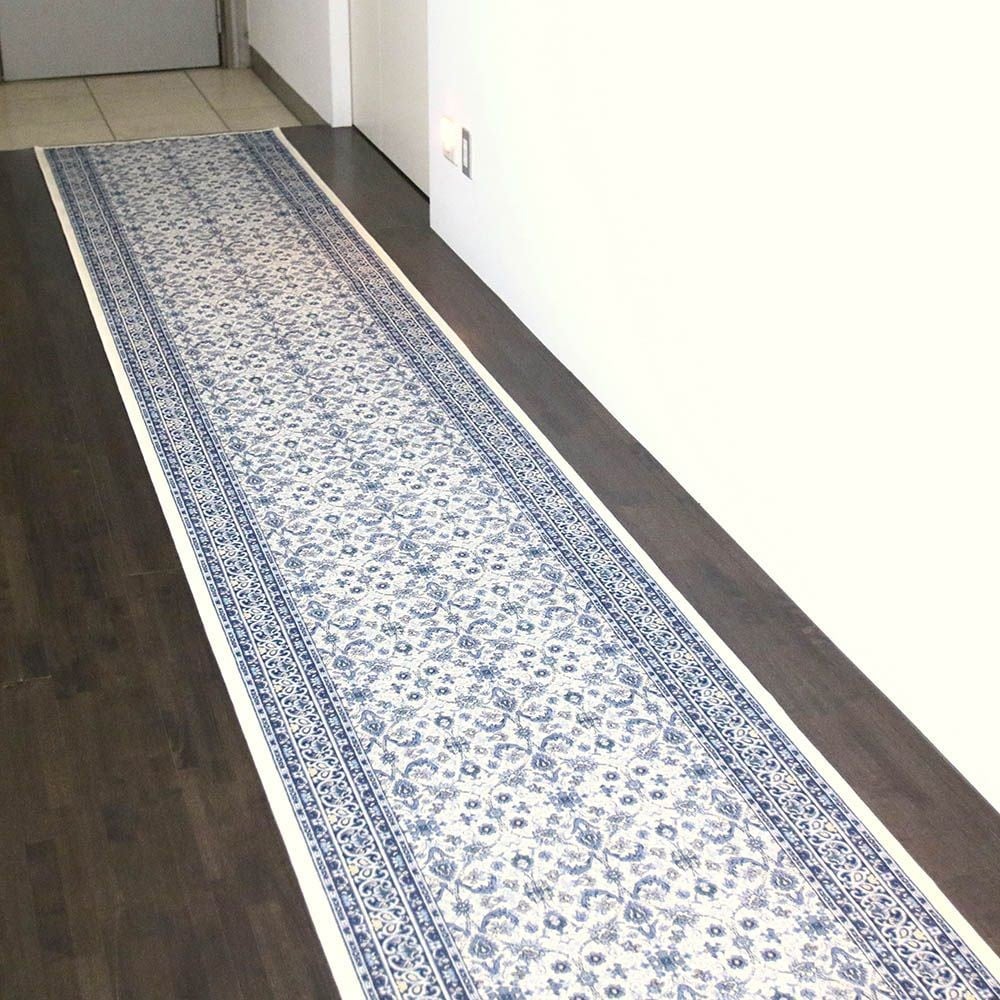 洗える・すべりにくい・抗菌防臭・床暖房対応 国産モケット廊下敷き RVA 80&times;440cm ブルー, ブルー, 80&times;440cm