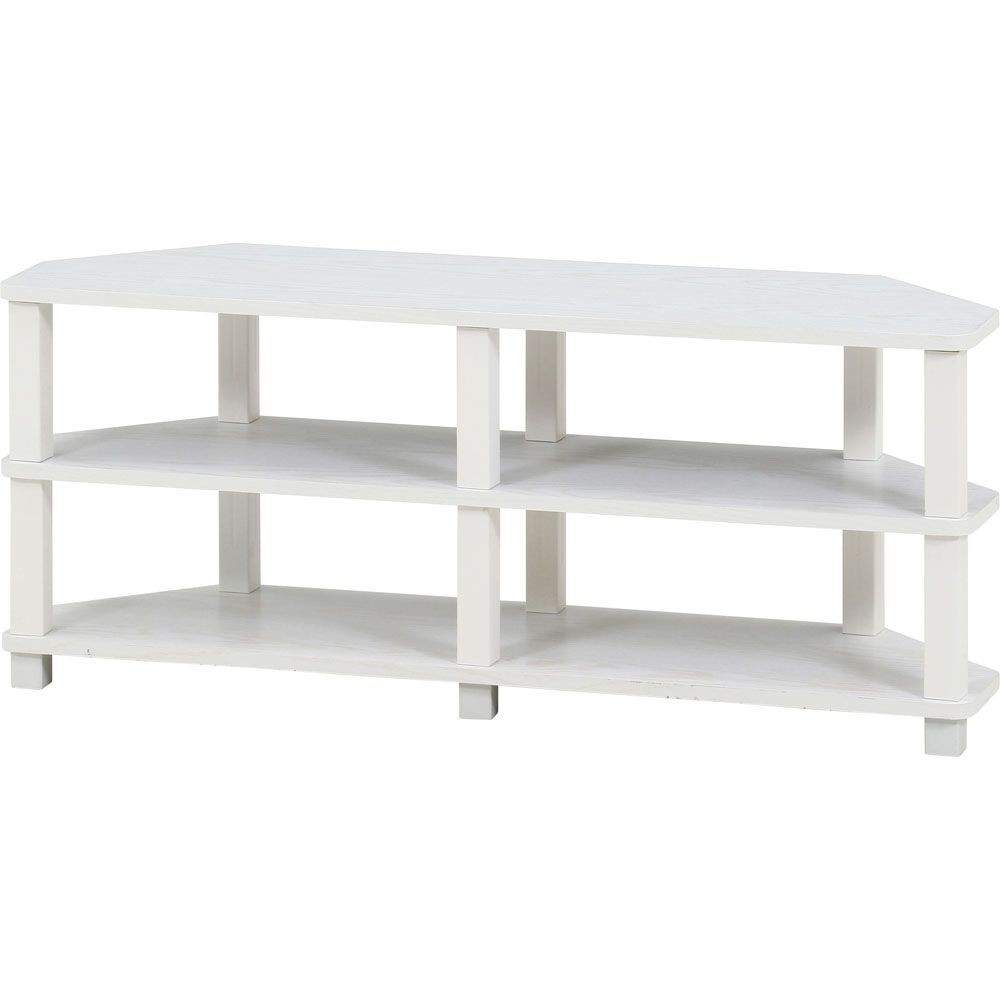 不二貿易 フィット　コーナーＴＶ台　オークＷＨ【メーカー直送・代引不可】, ホワイト, 幅1000mm&times;奥行295mm&times;高さ411mm