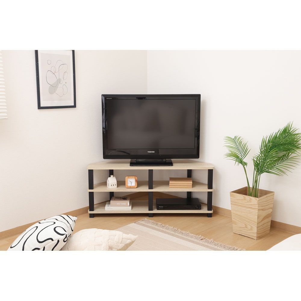 不二貿易 フィット　コーナーＴＶ台　オーク【メーカー直送・代引不可】, オーク, 幅1000mm×奥行295mm×高さ411mm