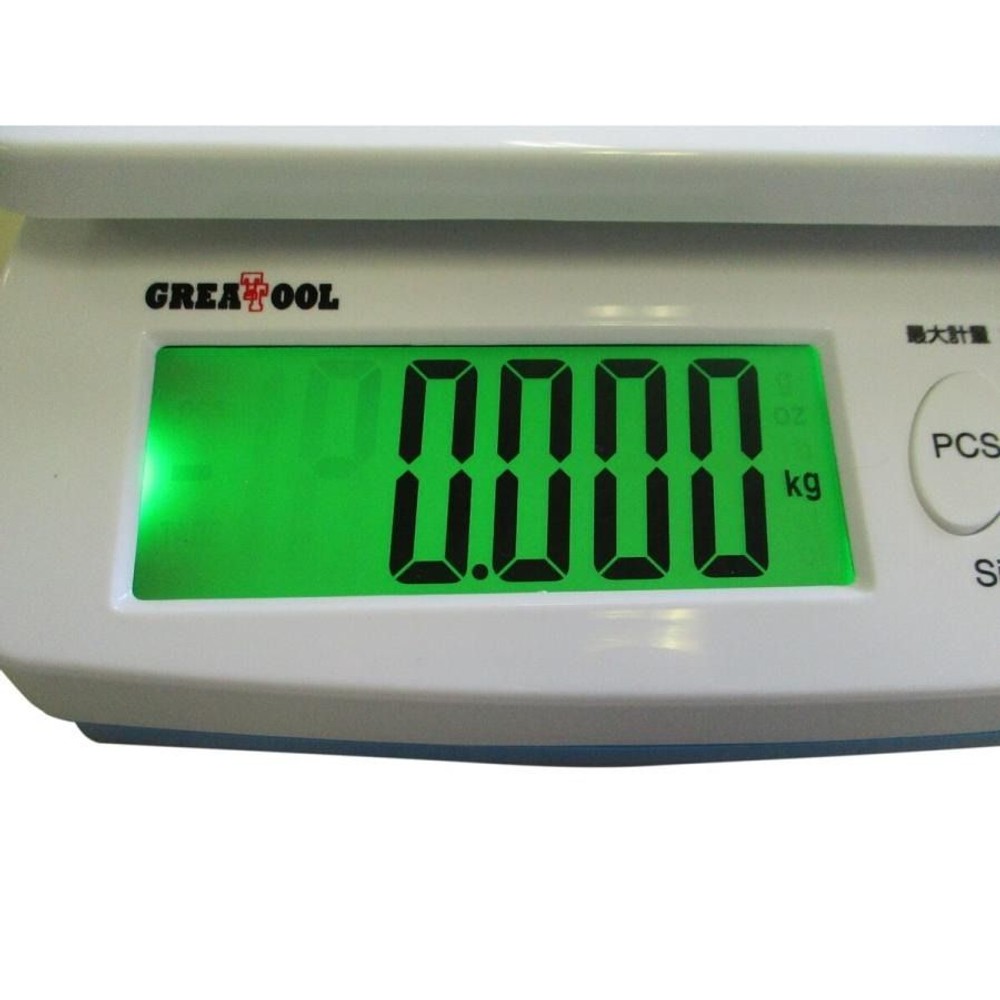 グレートツール 簡易デジタルはかり 最小表示1g 最大30kg 取引証明以外用 GTDS-30K, ホワイト, 最大30kg