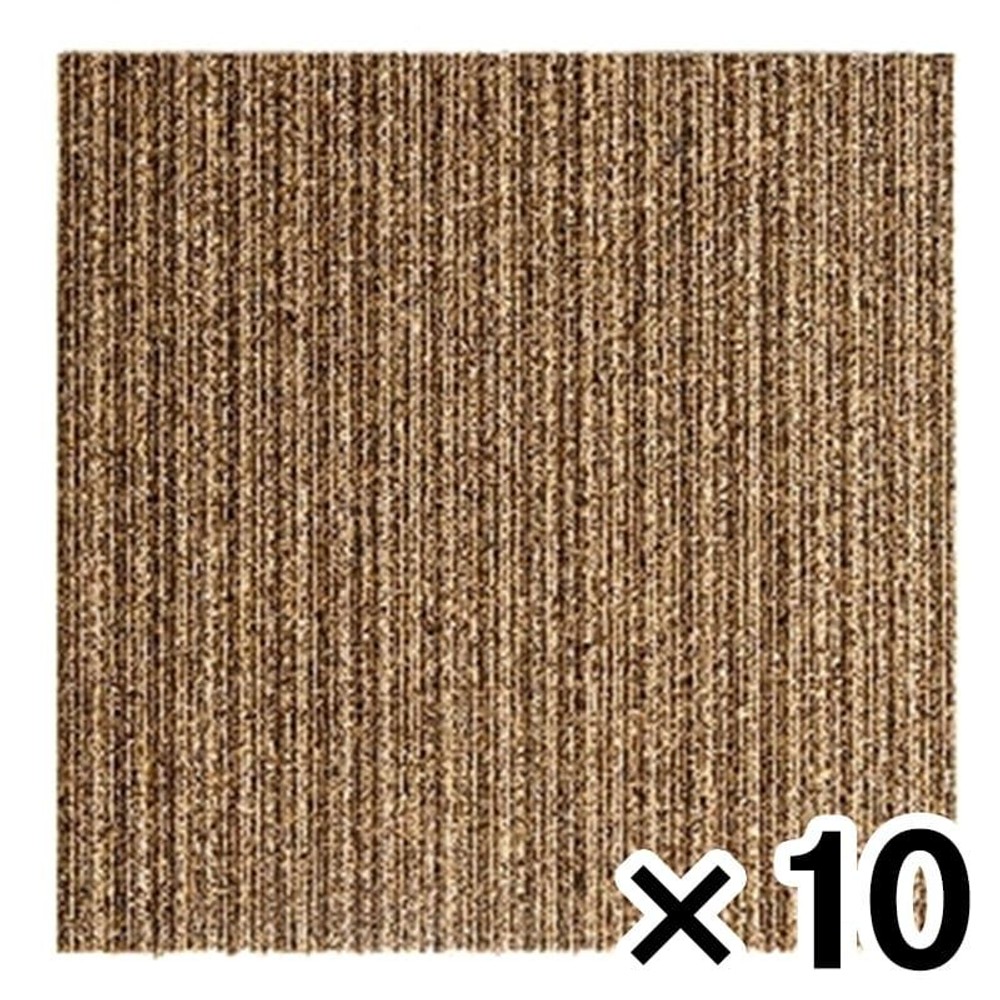 洗える吸着タイルマット　約40Ｘ40ＣＭ　ストライプＢＲ &times;10枚セット, ブラウン,  約40&times;40ｃｍ