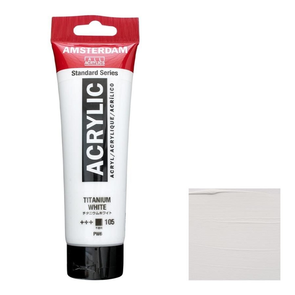 アムステルダム アクリリックカラー 120mL チタニウムホワイト T1709-105 スタンダードカラー, チタニウムホワイト, 120mL  T1709-105
