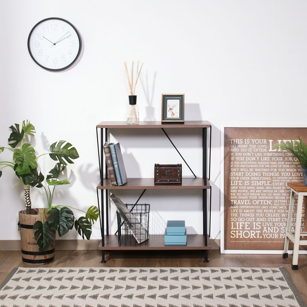 不二貿易 ＥＺＢＯツイストロック　オープンラック３段　ＭＢＲ【メーカー直送・代引不可】, ブラウン, 幅615mm&times;奥行306mm&times;高さ740mm