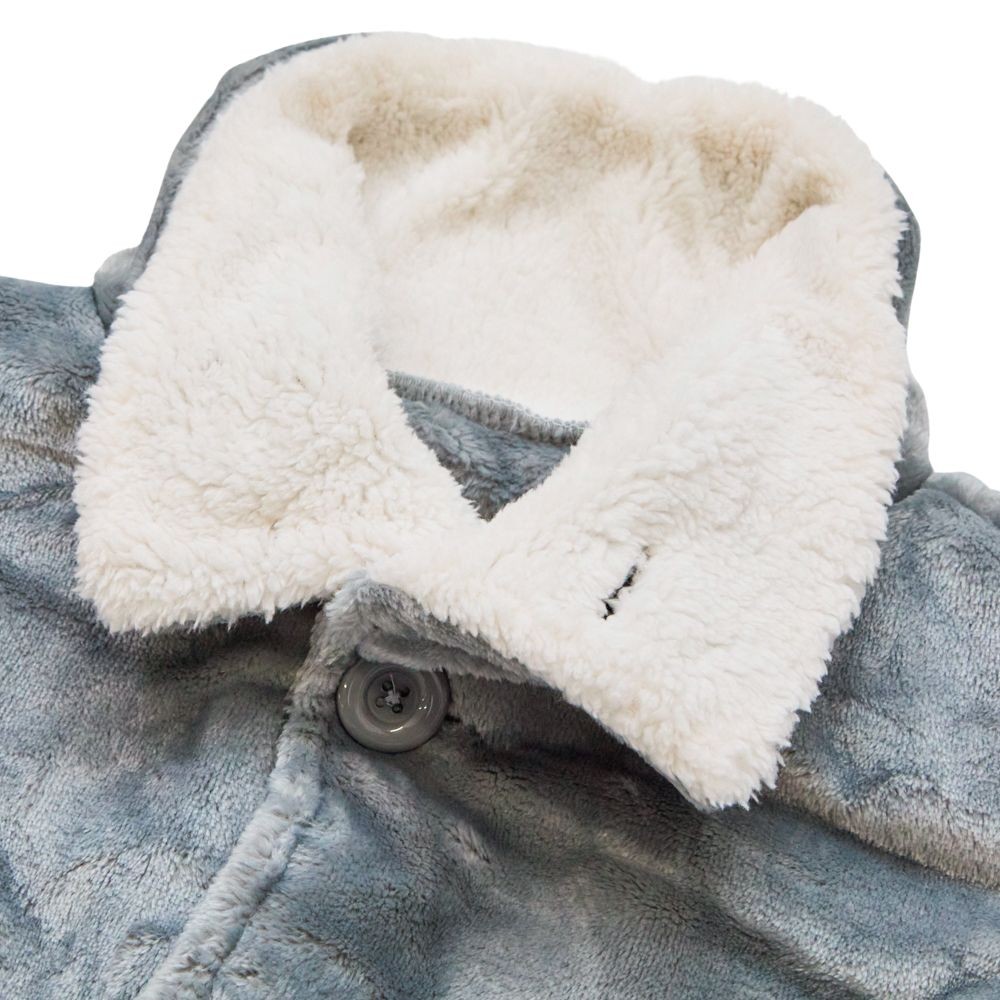 WIZ'A　ウィザ　衿付き着る毛布　ロング丈　グレー, グレー, フリーサイズ