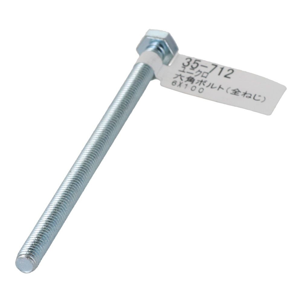 六角ボルト　ユニクロ　全ねじ　Ｍ６&times;１００, 全ねじ, M6&times;100