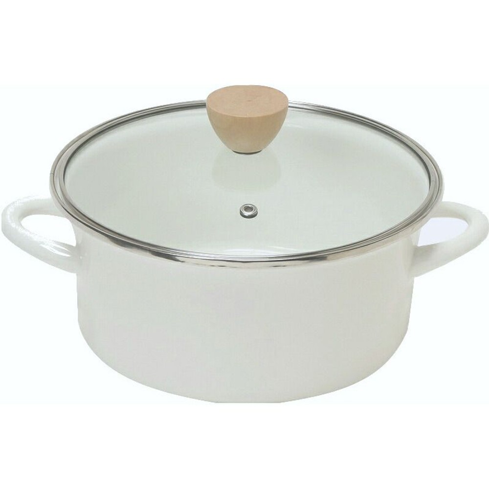 ホーロー両手鍋, ホワイト, 20cm