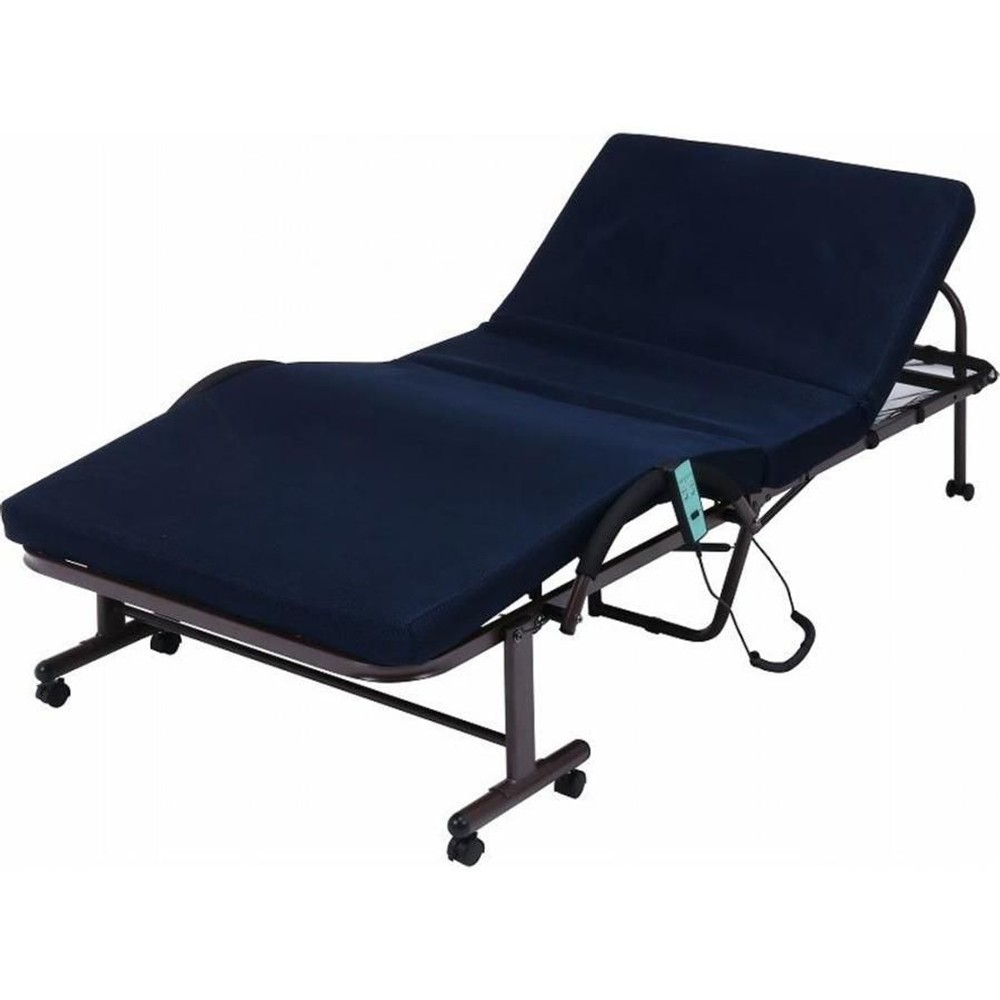 不二貿易  折たたみ電動ベッド　高床タイプ 【メーカー直送・代引不可】, ネイビー, シングル
