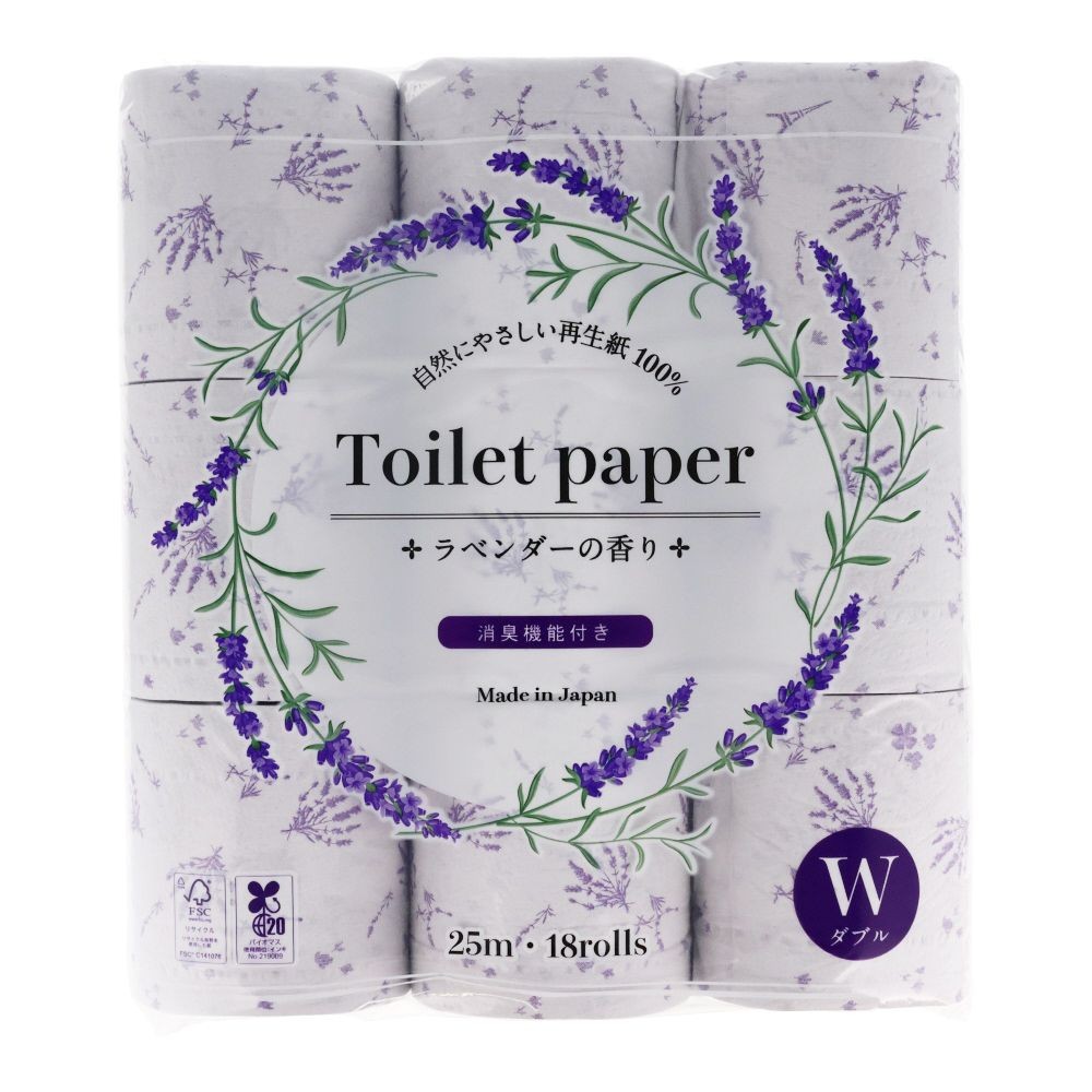 プリントトイレットペーパー　１８ロール ダブル, ラベンダーの香り, ダブル