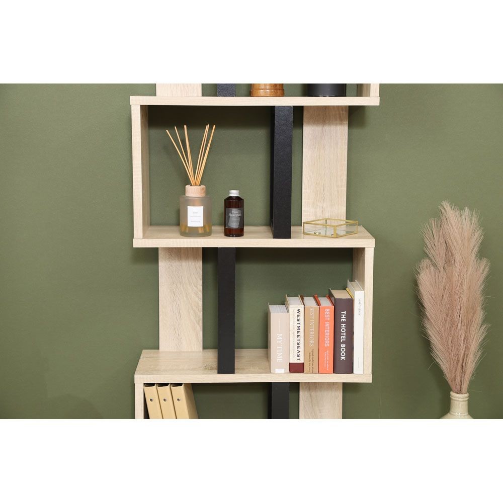 不二貿易 Ｓ字ディスプレイラック　４段　オーク【メーカー直送・代引不可】, オーク, 幅590mm&times;奥行235mm&times;高さ1385mm