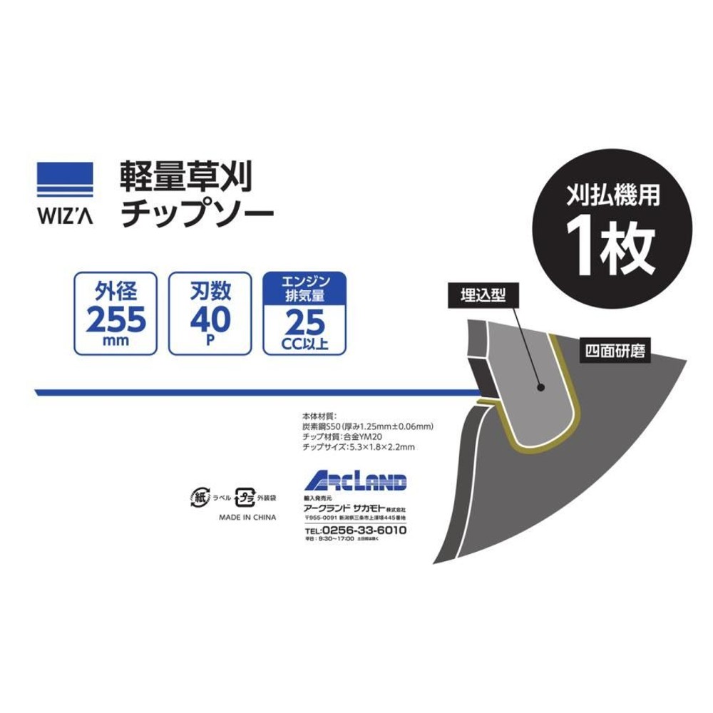 WIZ'A ウィザ 軽量草刈チップソー 255&times;40P 25cc以上, 草刈用, 255mm&times;40P