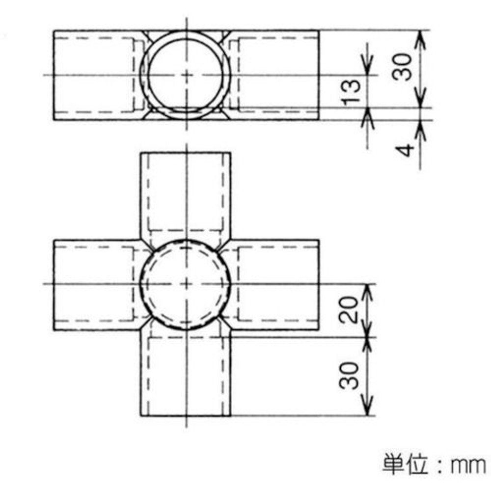 YAZAKI 矢崎化工 イレクタープラスチックジョイント J-121A S 枠・パイプのつなぎ用　&Phi;28用, アイボリー, J-121A S