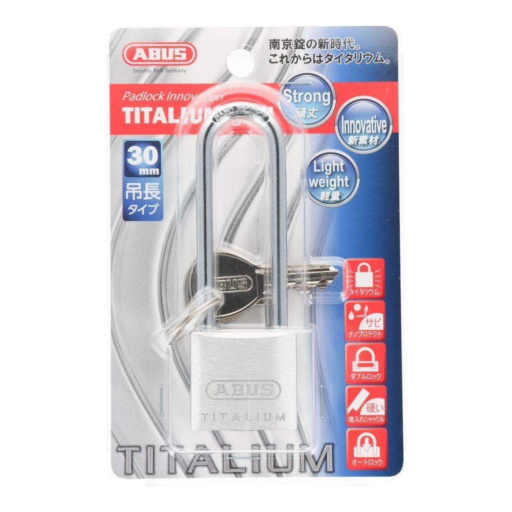 ABUS 軽量シリンダー南京錠 タイタリウム 30mm, タイタリウム, 30mm