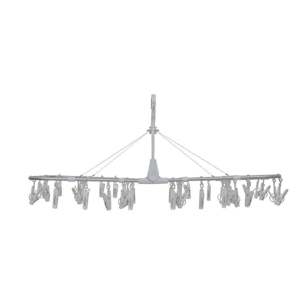 WIZ'A ウィザ 部屋干しアルミ洗濯ハンガー４２ピンチ, ホワイト, 42P