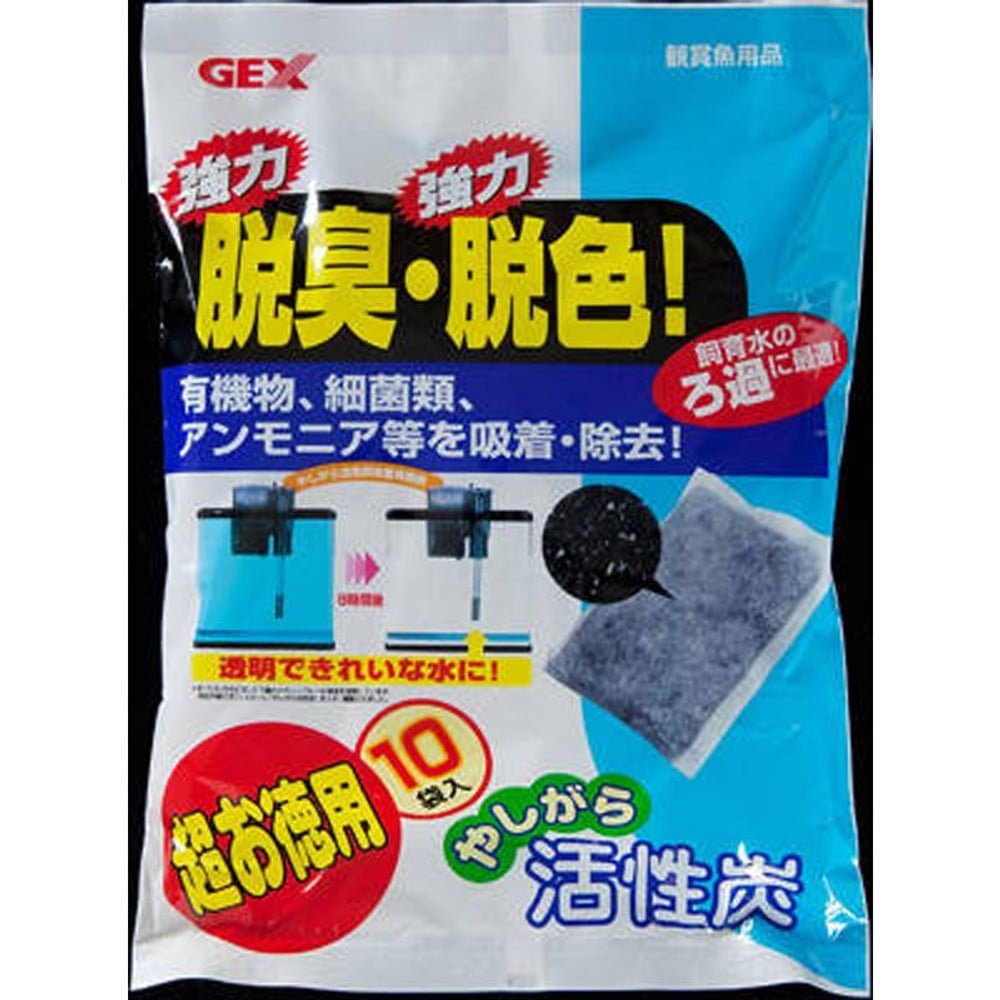 ジェックス　超お徳用やしがら活性炭10袋入, 超お得用, 80g&times;10袋