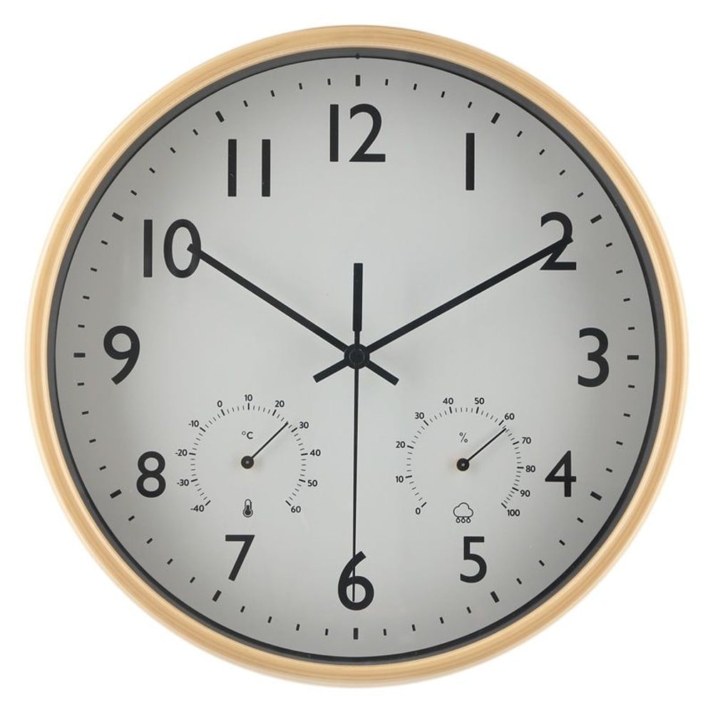 掛時計　温湿度計付　ミエル　25cm, ナチュラル, 25cm