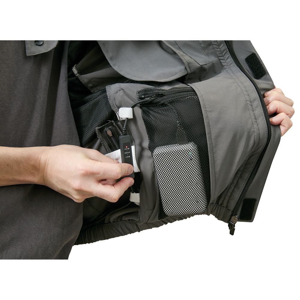 【2025年モデル】ウイザ WIZ'A サイドファン空調ウェアＰＲＯ　半袖　ブルーグレー, ブルーグレー, 4Lサイズ