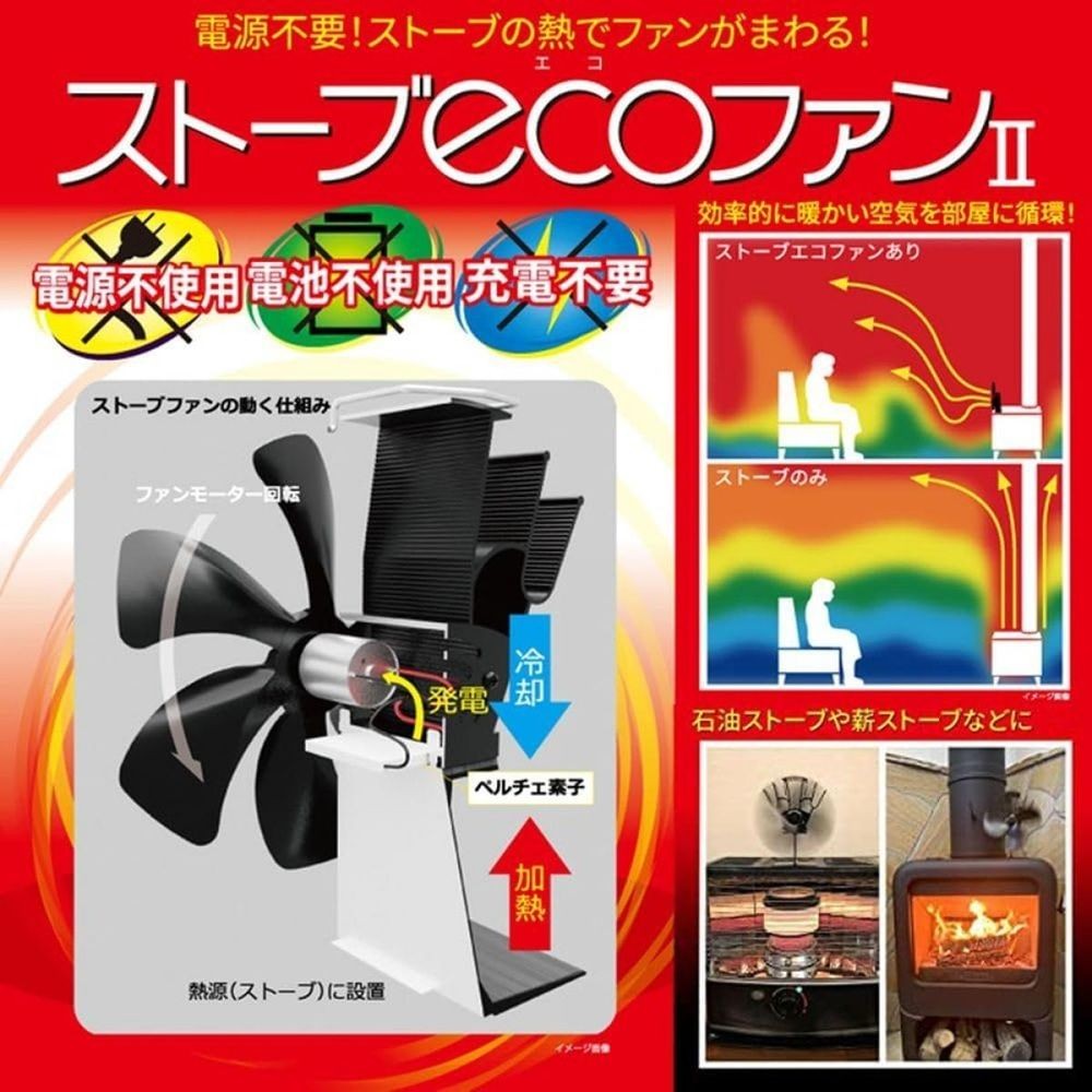 ストーブecoファン2 ND-SEF02, ブラック, 幅170mm&times;奥行104mm&times;高さ198mm