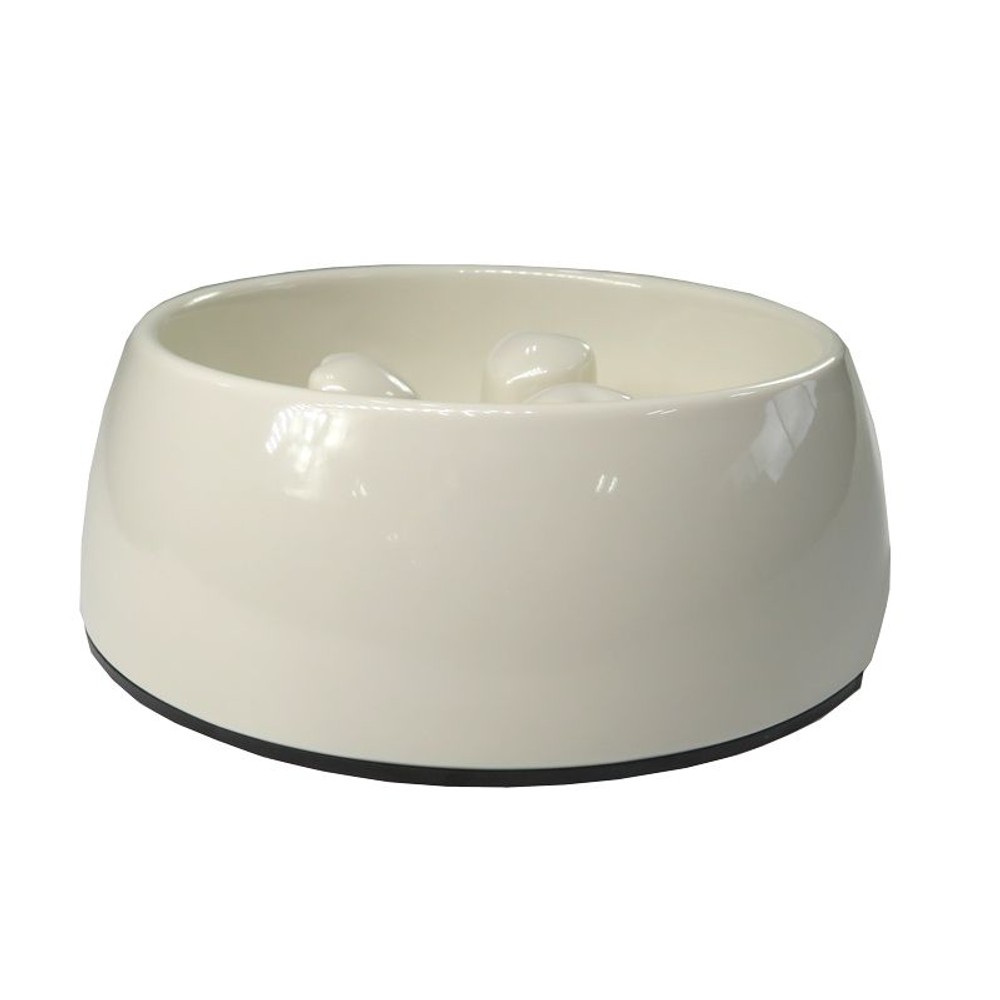 ペット用メラミン食器ゆっくり食べ用凸付き, ピンク, Sサイズ