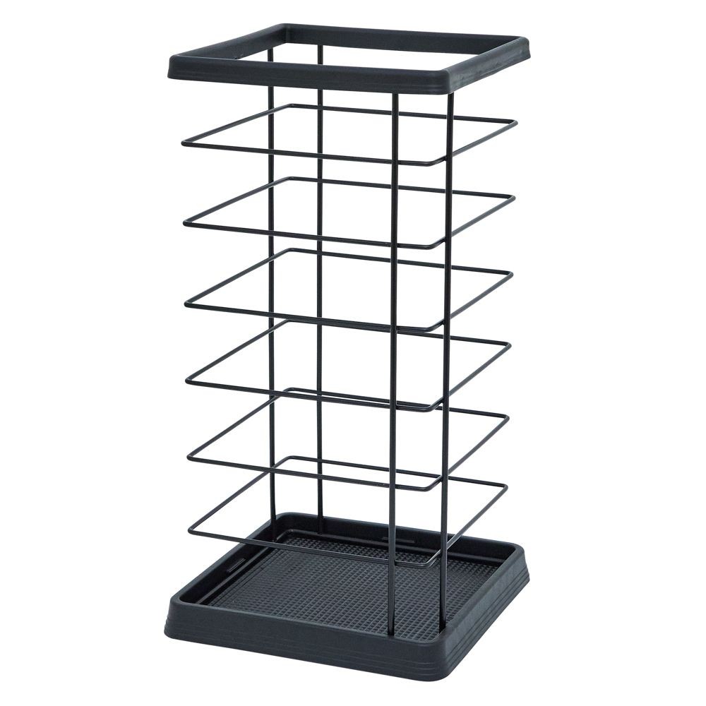 ワイヤー傘立て　角型　ブラック, ブラック, 角型