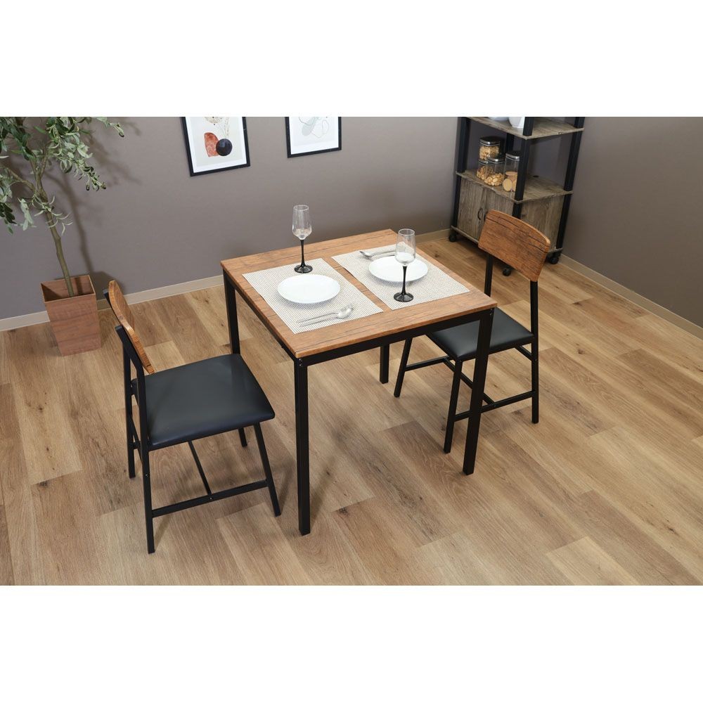 不二貿易 マリー　ダイニングセット３点　ヴィンテージ【メーカー直送・代引不可】, ブラウン, 幅700mm&times;奥行700mm&times;高さ720mm