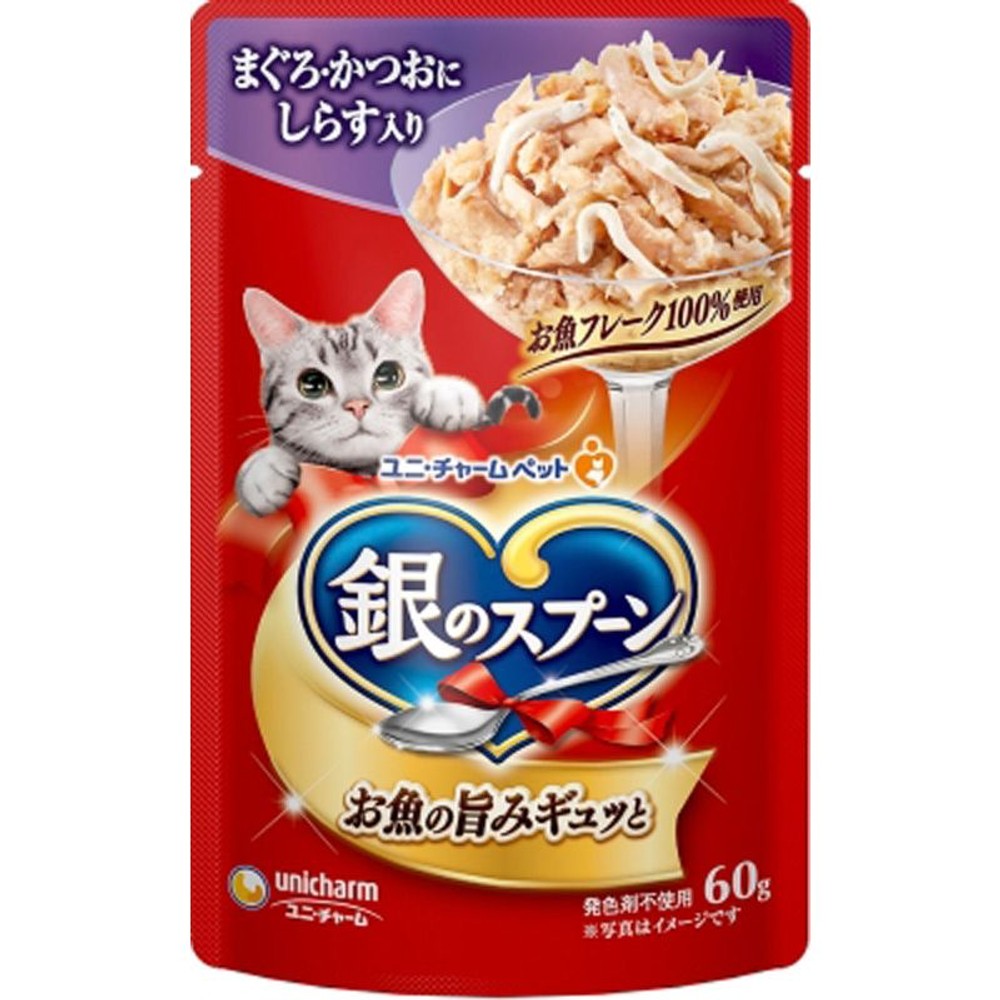 ユニチャーム　銀のスプーンパウチ　まぐろしらす　60ｇ, まぐろしらす, 60g