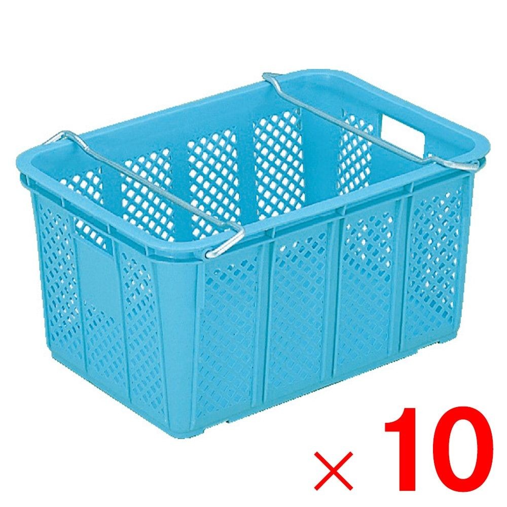 サンコー サンテナー A#50-2 ハンドル付 ライトブルー 104501-01 &times;10個セット【メーカー直送・代引不可】【法人限定】, ライトブルー, 10P