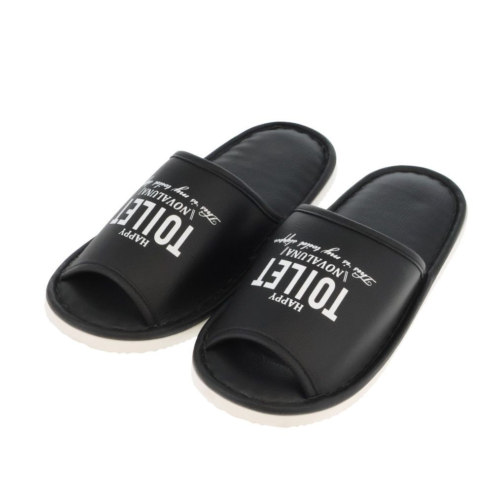 テキストトイレスリッパ　Ｌ　ＢＫ, ブラック, Lサイズ