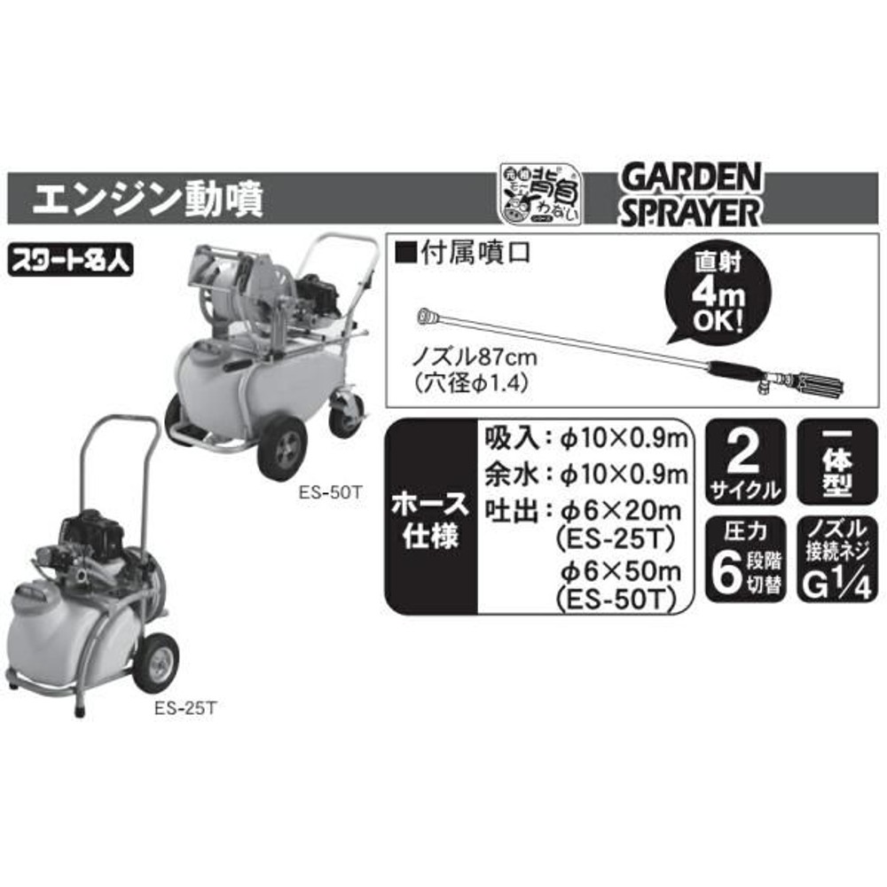 【現行品】工進 エンジン動噴 ガーデンスプレーヤー ES-25T, ES-25T, 25L