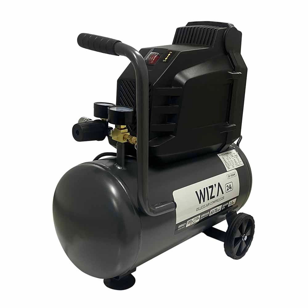 WIZ'A ウィザ オイルレスエアーコンプレッサー 24L OF-1524W, ブラック, 24L