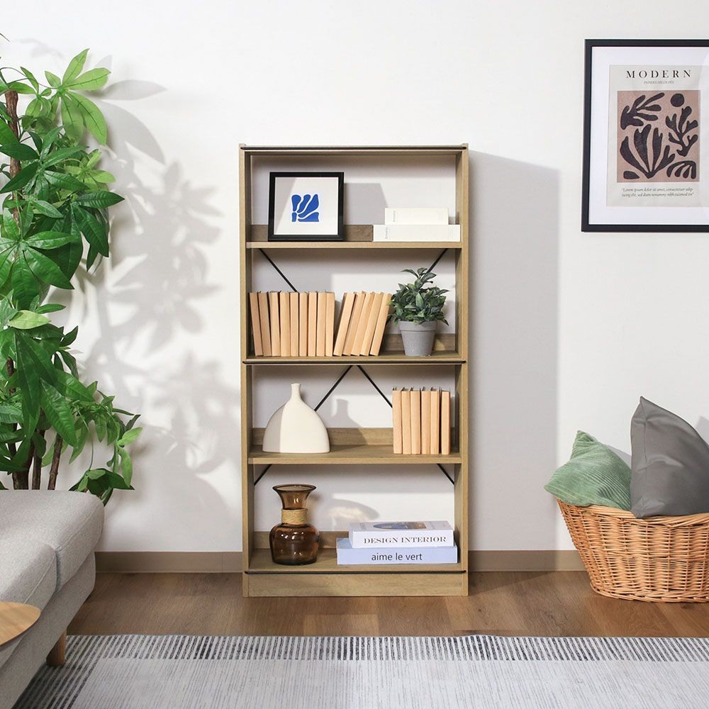 不二貿易 ＥＺＢＯオープンラック４段　ＯＡＫ　ＮＡ【メーカー直送・代引不可】, ナチュラル, 幅600mm×奥行280mm×高さ1200mm