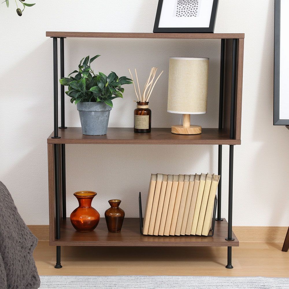 不二貿易 ＥＺＢＯツイストロックＳ型ディスプレイラック３段　ＭＢＲ【メーカー直送・代引不可】, ブラウン, 幅600mm&times;奥行300mm&times;高さ745mm