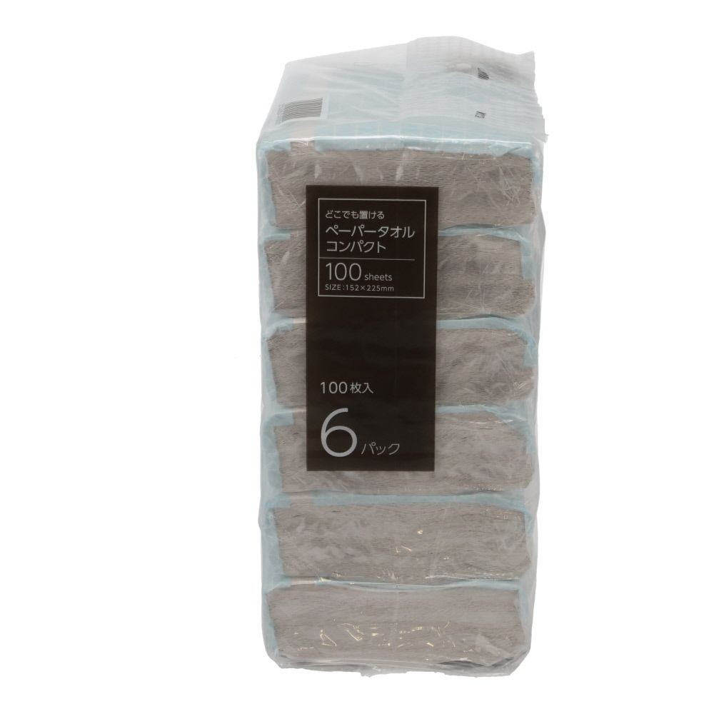 どこでも置けるペーパータオルコンパクト100枚入, コンパクト6P, 6個入り