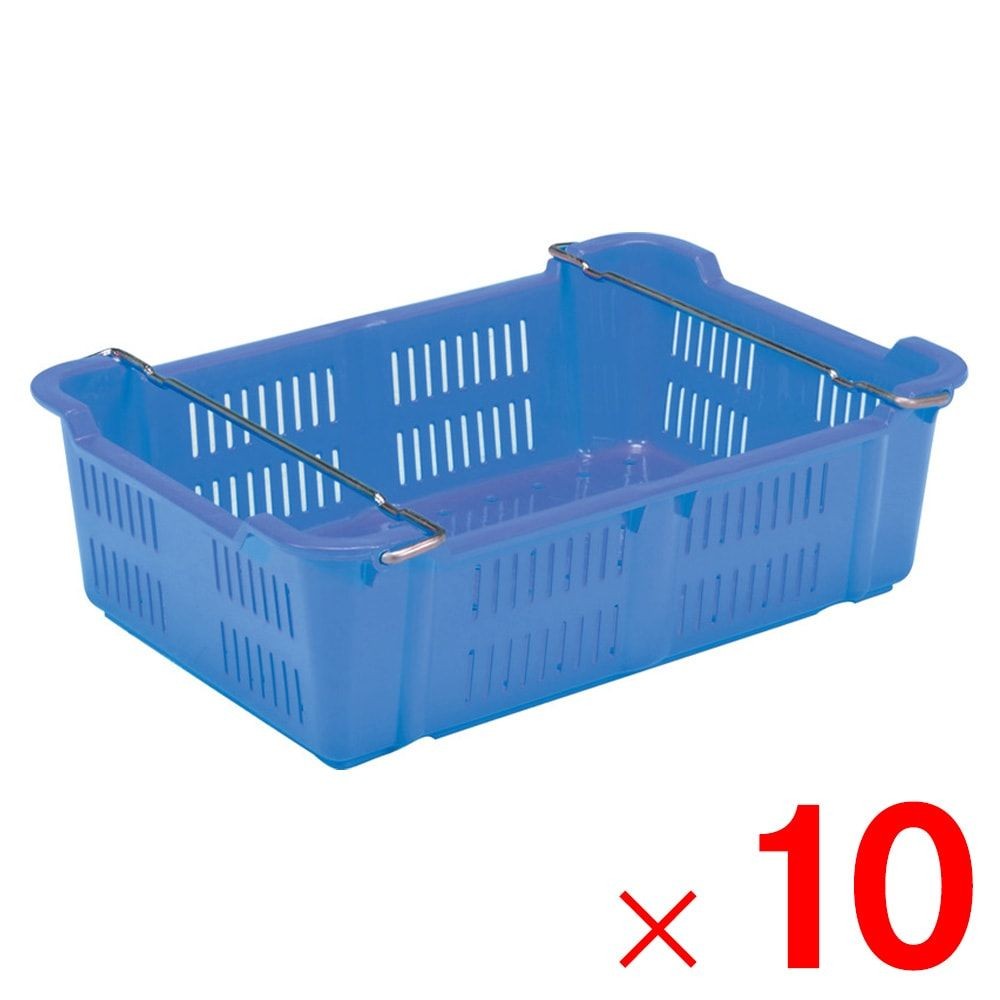 サンコー サンテナー A#42 ハンドル付 ブルー 104203-01 &times;10個セット【メーカー直送・代引不可】【法人限定】, ブルー, 10P