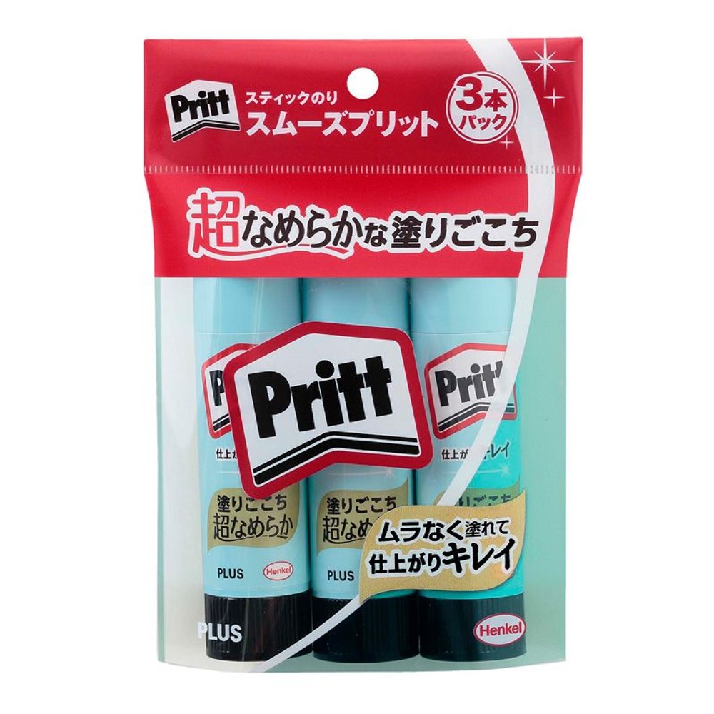 プラス　スティックのりスムーズプリットミディアム3本パック, その他カラー１, 通常